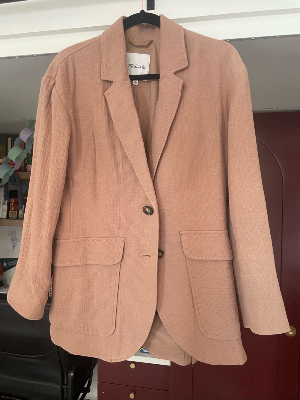 Madewell Textured Blazer in Dusty Rose Pink